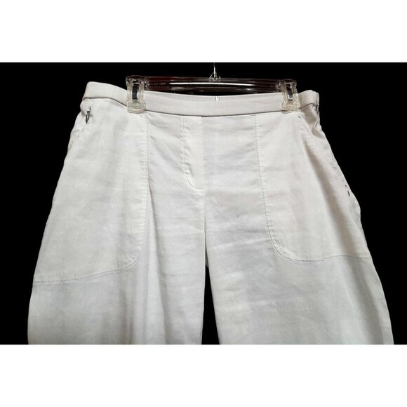 Elie Tahari Size 6 Linen Blend Luxury Stretch Summer Casual Pants White - Picture 6 of 10